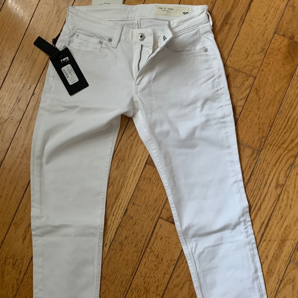 rag & bone white low-rise slim boyfriend jeans size 23